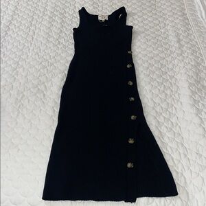 Hippie Rose Black One Shoulder Dress with Button Detail